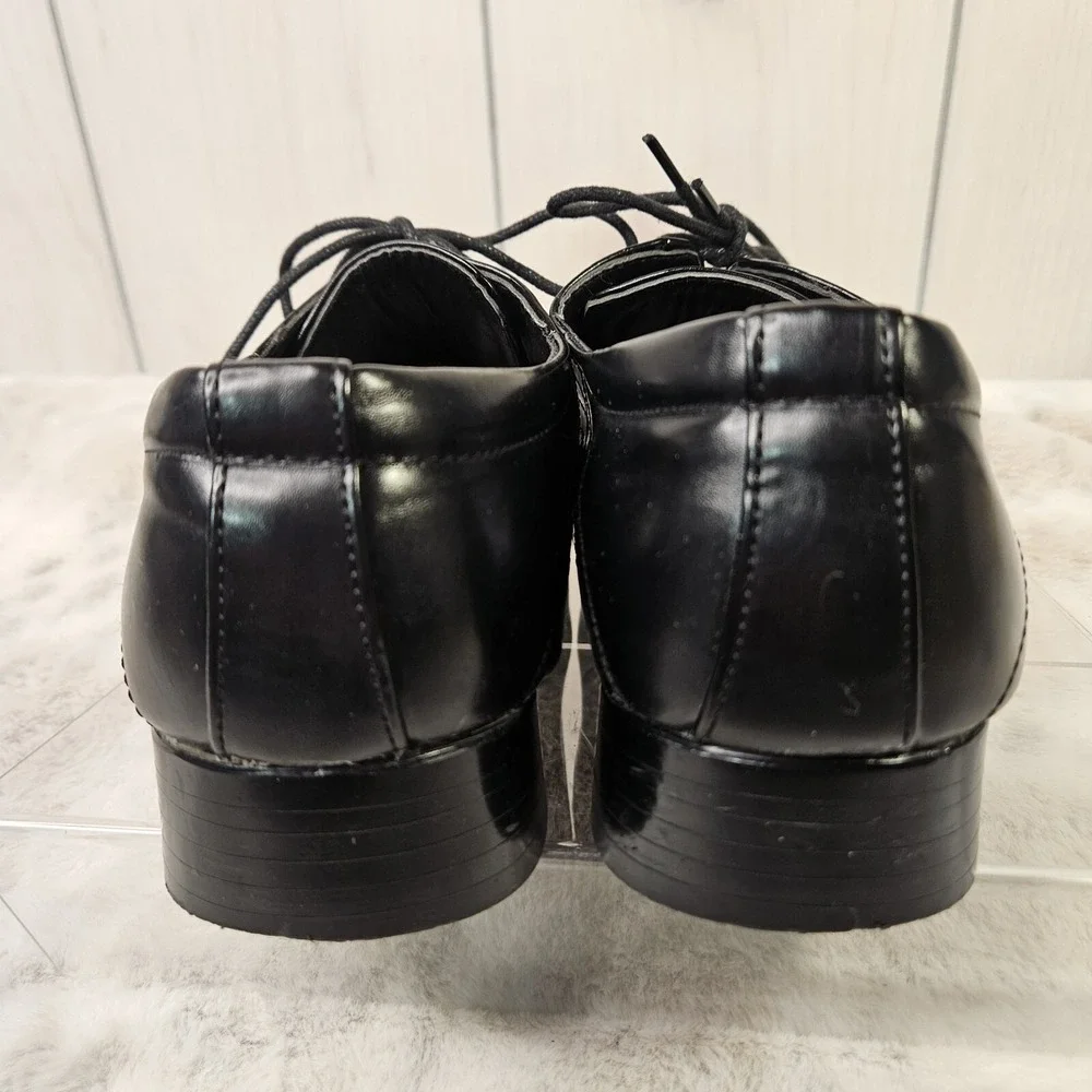 Tim Evans Black Faux Croc Square Toe Dress Shoes 8 Business Dark Acacemia Formal